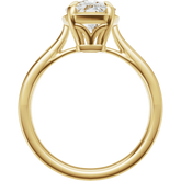 Gold ring with a diamond on a white background