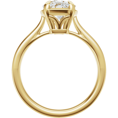 Gold ring with a diamond on a white background