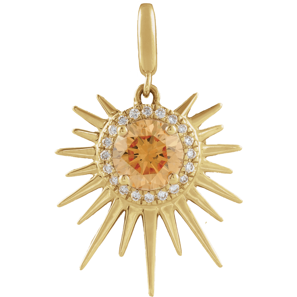 citrine pendant, gold sun pendant, diamond halo pendant, 14k gold pendant, citrine necklace gold, sunburst pendant gold, luxury gemstone necklace, yellow gemstone jewelry, celestial jewelry, diamond sun necklace, fine jewelry pendant