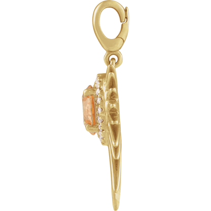 citrine pendant, gold sun pendant, diamond halo pendant, 14k gold pendant, citrine necklace gold, sunburst pendant gold, luxury gemstone necklace, yellow gemstone jewelry, celestial jewelry, diamond sun necklace, fine jewelry pendant