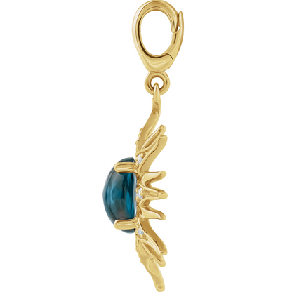 blue topaz pendant, gold sun pendant, diamond sun necklace, 14k gold pendant, london blue topaz jewelry, luxury gemstone necklace, statement gold pendant, celestial jewelry, sunburst pendant gold, fine jewelry pendant, diamond charm necklace