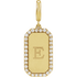 Médaillon 14K Yellow Gold Engravable Natural Diamond Dog Tag Charm Pendant — front view, polished gold finish