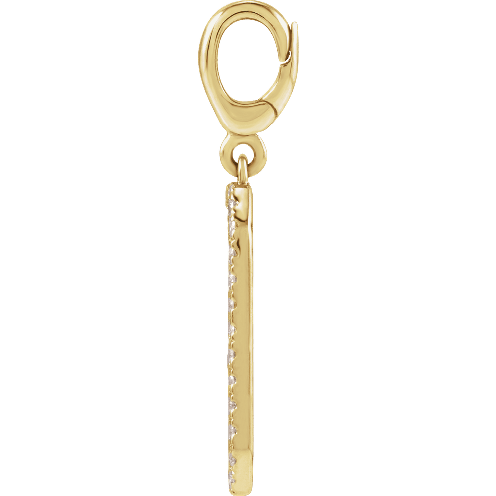 Engravable flat surface of 14K solid yellow gold dog tag pendant — personalize with initials or date