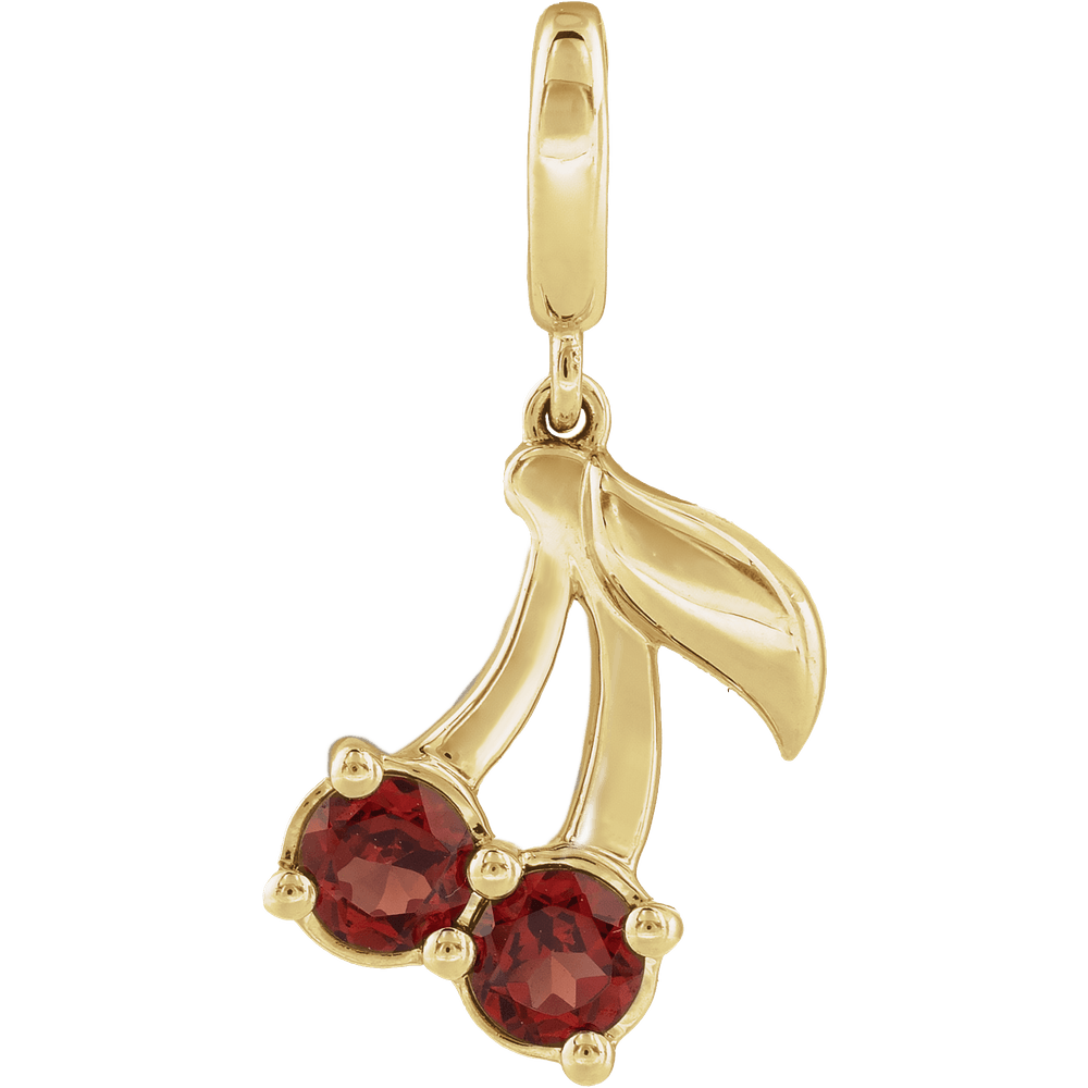 garnet pendant, gold cherry pendant, 14k gold charm, red gemstone necklace, garnet jewelry, unique gold pendant, everyday gold jewelry, minimal charm pendant, luxury gold charm