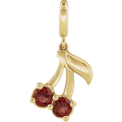 garnet pendant, gold cherry pendant, 14k gold charm, red gemstone necklace, garnet jewelry, unique gold pendant, everyday gold jewelry, minimal charm pendant, luxury gold charm
