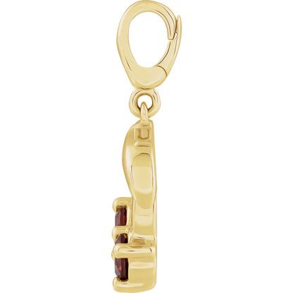 garnet pendant, gold cherry pendant, 14k gold charm, red gemstone necklace, garnet jewelry, unique gold pendant, everyday gold jewelry, minimal charm pendant, luxury gold charm