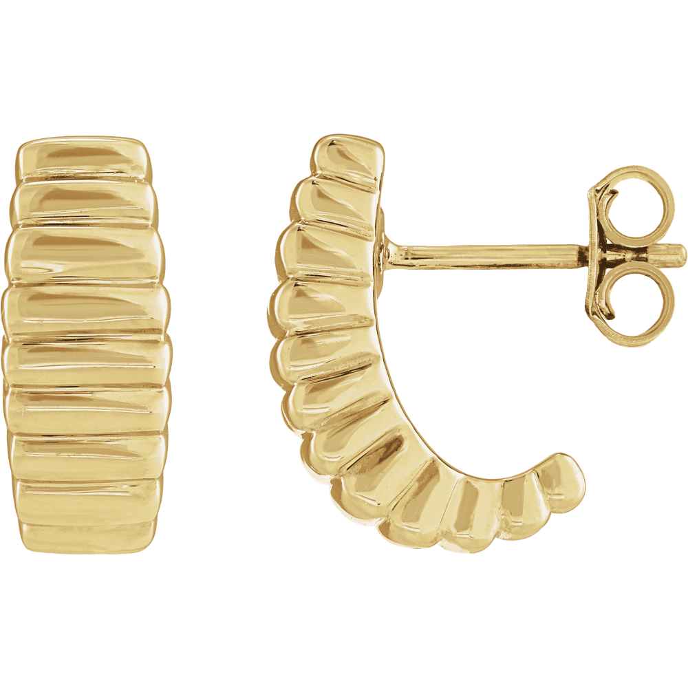 gold hoop earrings, 14k gold hoop earrings, yellow gold hoop earrings, ribbed gold earrings, textured gold hoop earrings, small gold hoop earrings, 15mm hoop earrings gold, lightweight gold hoop earrings, luxury gold hoop earrings, modern gold earrings, minimalist gold hoop earrings, designer gold hoop earrings, everyday gold earrings, premium gold hoop earrings, thick gold hoop earrings, gold j hoop earrings, polished gold earrings, elegant gold hoop earrings, classic gold hoop earrings, fine jewelry gold 