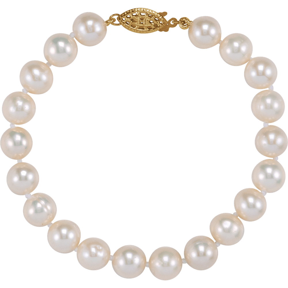 Perle d’Or Blanche 14K gold-filled freshwater pearl bracelet with white cultured pearls
Luxury freshwater pearl bracelet with polished 14K yellow gold-filled clasp
Elegant white pearl bracelet by Guerilla Choice jewelry