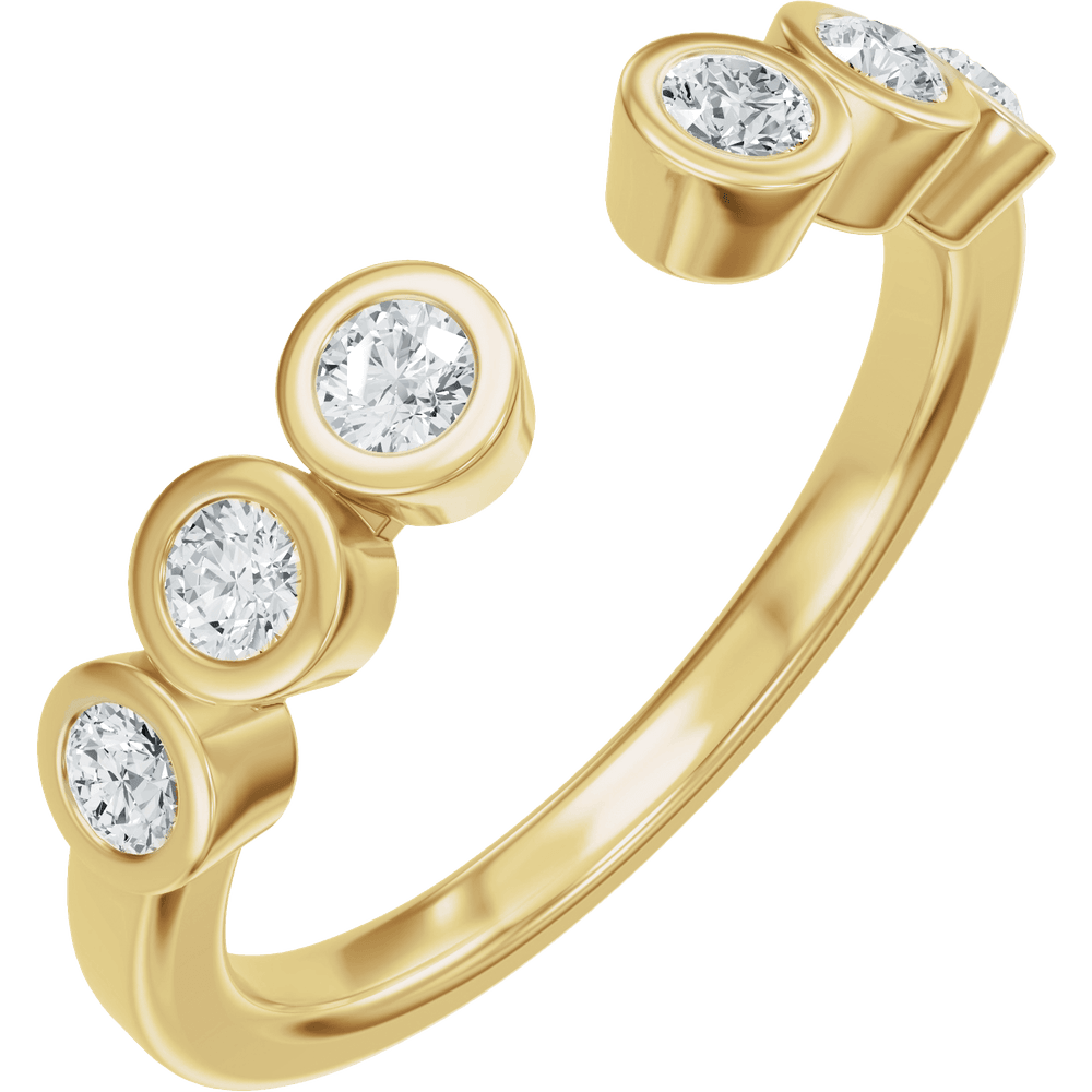 14K Yellow Gold Open Diamond Ring with Six Bezel-Set Diamonds