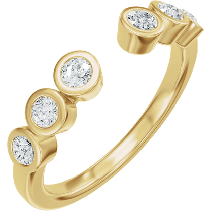 14K Yellow Gold Open Diamond Ring with Six Bezel-Set Diamonds