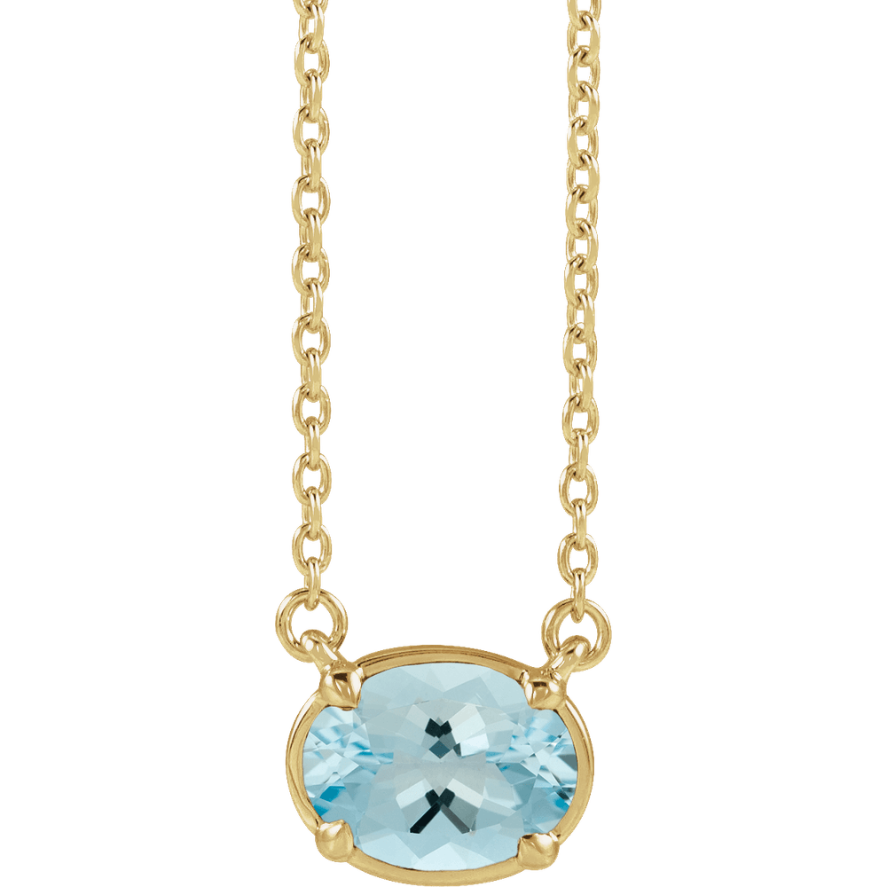 Océane natural oval aquamarine pendant necklace in polished 14K yellow gold vermeil
