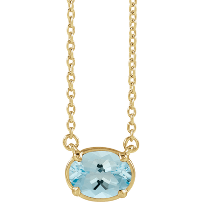 Océane natural oval aquamarine pendant necklace in polished 14K yellow gold vermeil

