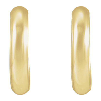 Small polished gold-filled hoop earrings with ear posts and friction backs
