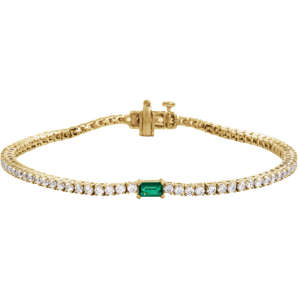 L’Instant Émeraude 14K Gold Lab-Grown Emerald &amp; Diamond Tennis Bracelet