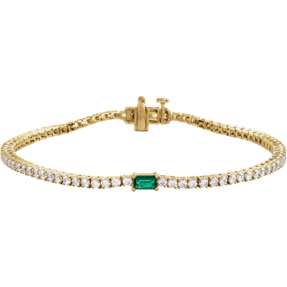 L’Instant Émeraude 14K Gold Lab-Grown Emerald &amp; Diamond Tennis Bracelet