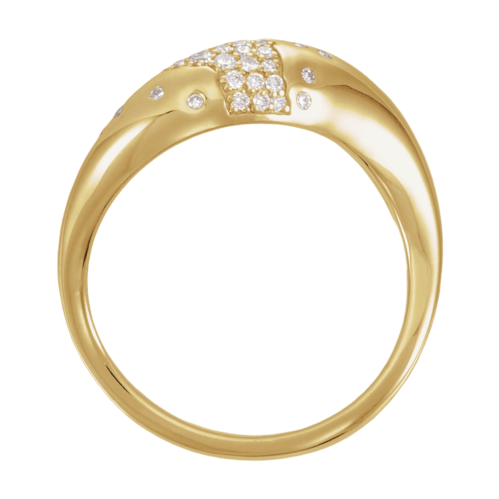 Side Profile of 14K Yellow Gold Lab-Grown Diamond Pavé Ring
