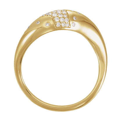 Side Profile of 14K Yellow Gold Lab-Grown Diamond Pavé Ring