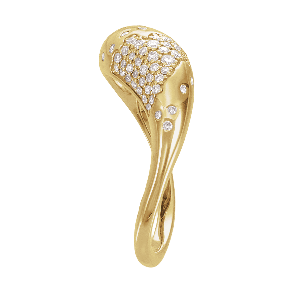 14K Yellow Gold Pavé Ring with 56 VS+ Lab-Grown Diamonds and Scattered Diamond Design
