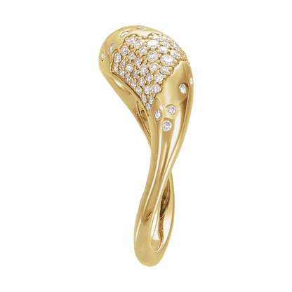 14K Yellow Gold Pavé Ring with 56 VS+ Lab-Grown Diamonds and Scattered Diamond Design