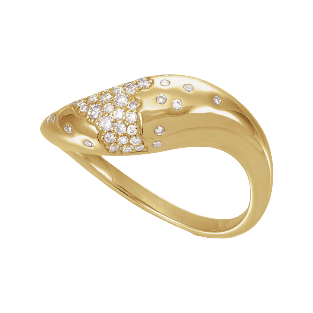 Luxury 14K Yellow Gold Ring Featuring Scattered Pavé Lab-Grown Diamonds