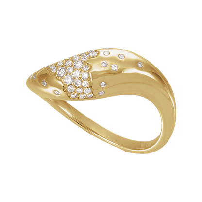 Luxury 14K Yellow Gold Ring Featuring Scattered Pavé Lab-Grown Diamonds
