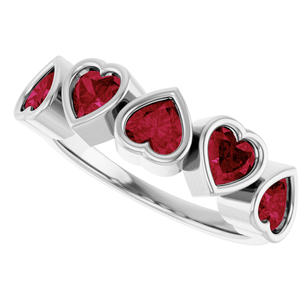 Cinq Cœurs 14K Yellow Gold Five Heart Gemstone Ring