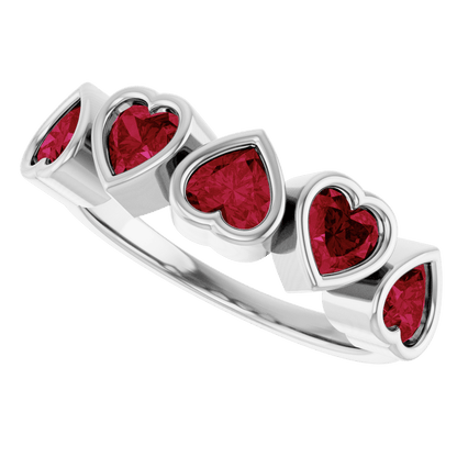 Cinq Cœurs 14K Yellow Gold Five Heart Gemstone Ring