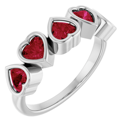 Cinq Cœurs 14K Yellow Gold Five Heart Gemstone Ring