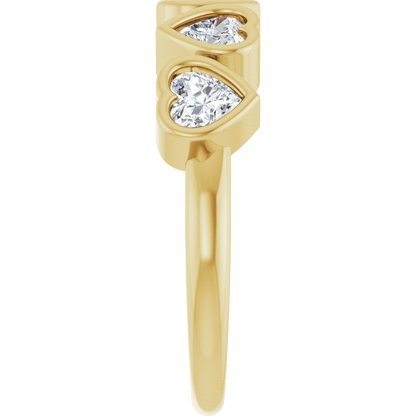 Cinq Cœurs 14K Yellow Gold Five Heart Gemstone Ring