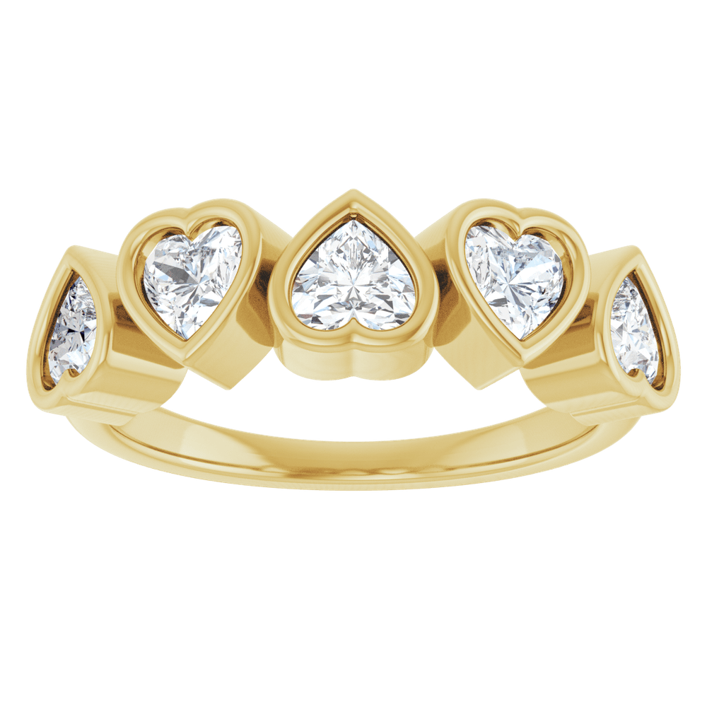 Cinq Cœurs 14K Yellow Gold Five Heart Gemstone Ring