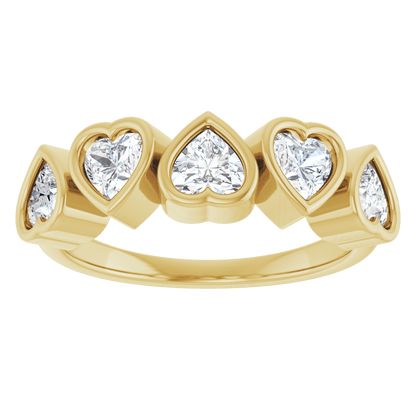 Cinq Cœurs 14K Yellow Gold Five Heart Gemstone Ring