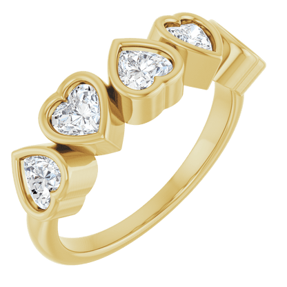 Cinq Cœurs 14K Yellow Gold Five Heart Gemstone Ring