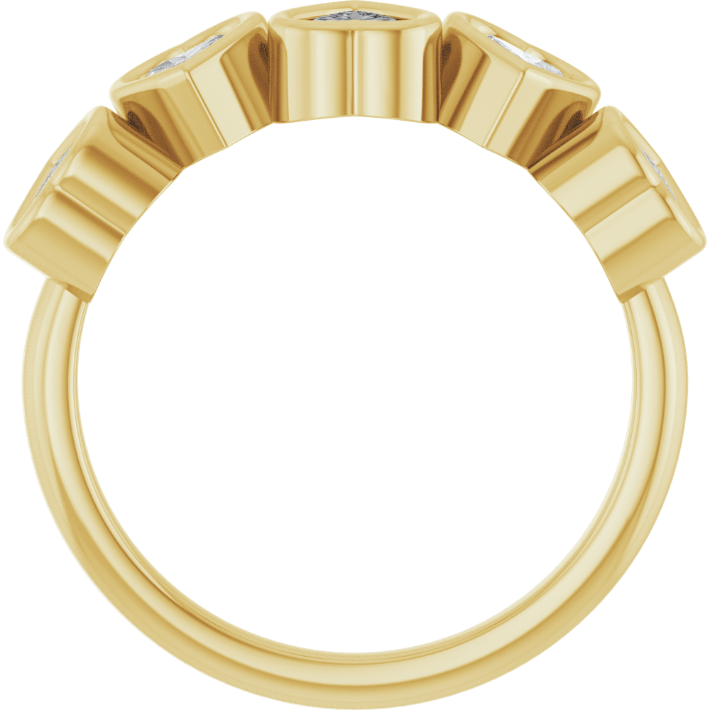 Cinq Cœurs 14K Yellow Gold Five Heart Gemstone Ring
