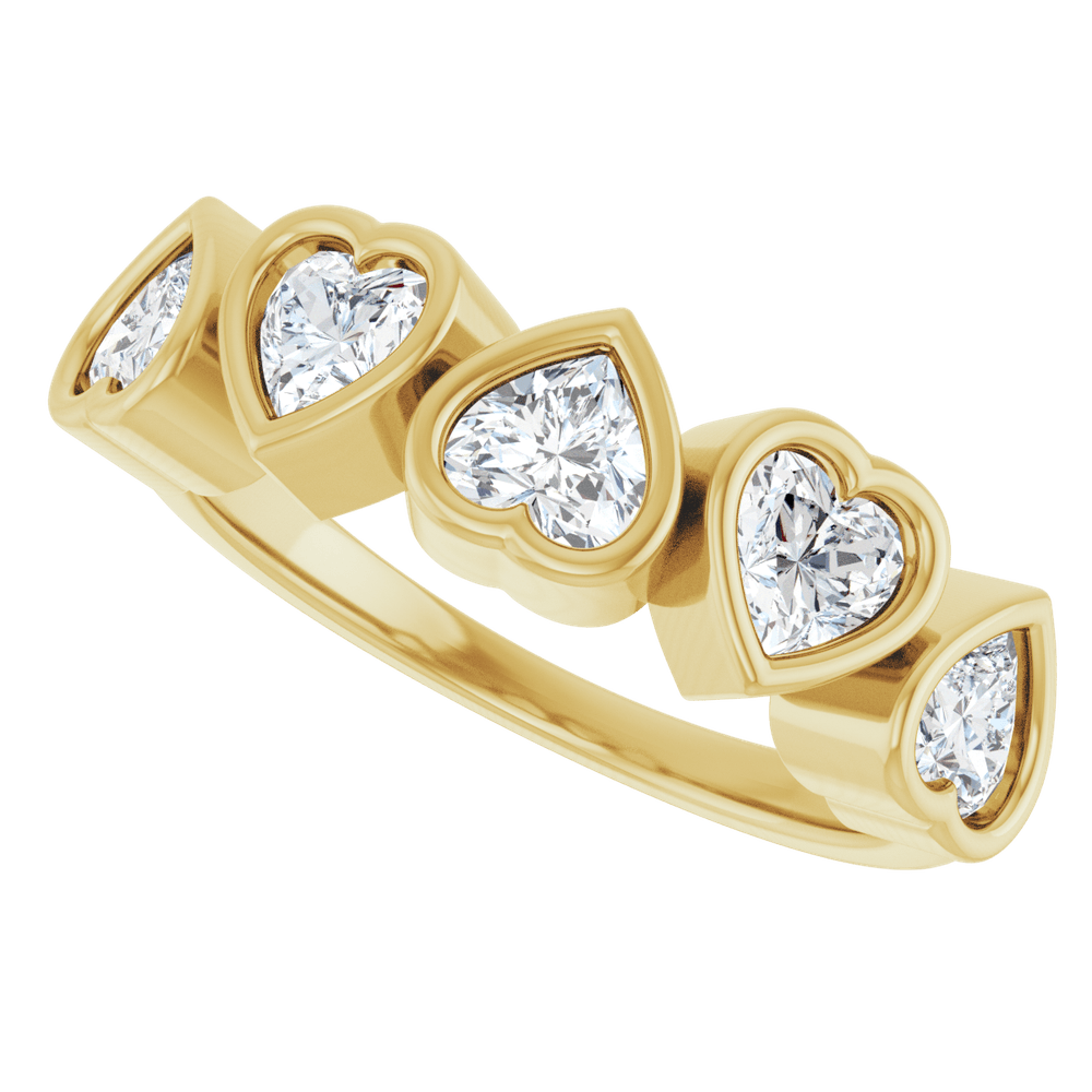 Cinq Cœurs 14K Yellow Gold Five Heart Gemstone Ring