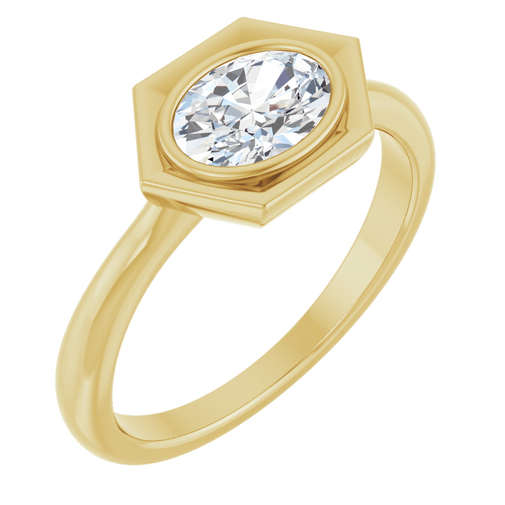 14k gold white sapphire ring oval setting