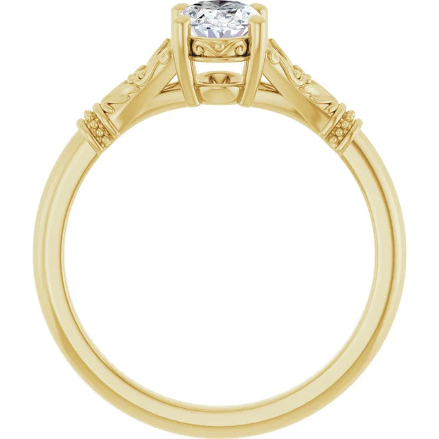 vintage oval engagement ring, 14K yellow gold engagement ring, 0.75 carat diamond ring, 3/4 ct oval diamond ring, 7x5mm oval engagement ring, oval solitaire engagement ring, lab grown oval diamond ring, natural oval diamond ring, vintage proposal ring, yellow gold diamond solitaire, classic oval engagement ring, antique inspired engagement ring, fine jewelry engagement ring, heirloom style diamond ring, custom oval diamond ring, luxury oval engagement ring