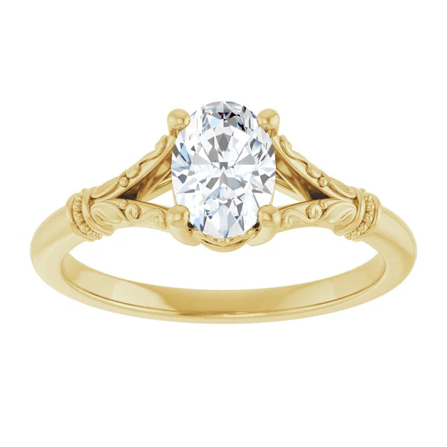 vintage oval engagement ring, 14K yellow gold engagement ring, 0.75 carat diamond ring, 3/4 ct oval diamond ring, 7x5mm oval engagement ring, oval solitaire engagement ring, lab grown oval diamond ring, natural oval diamond ring, vintage proposal ring, yellow gold diamond solitaire, classic oval engagement ring, antique inspired engagement ring, fine jewelry engagement ring, heirloom style diamond ring, custom oval diamond ring, luxury oval engagement ring