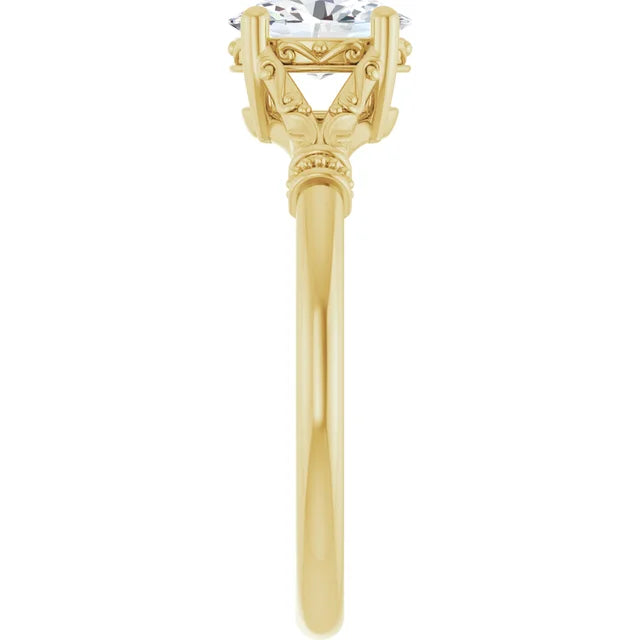 vintage oval engagement ring, 14K yellow gold engagement ring, 0.75 carat diamond ring, 3/4 ct oval diamond ring, 7x5mm oval engagement ring, oval solitaire engagement ring, lab grown oval diamond ring, natural oval diamond ring, vintage proposal ring, yellow gold diamond solitaire, classic oval engagement ring, antique inspired engagement ring, fine jewelry engagement ring, heirloom style diamond ring, custom oval diamond ring, luxury oval engagement ring