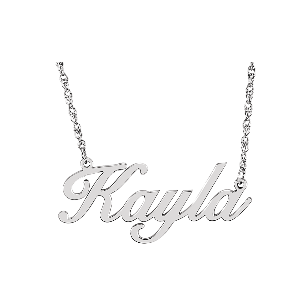 14K Yellow Gold Personalized Script Name Necklace crafted in solid gold with a custom name design.
