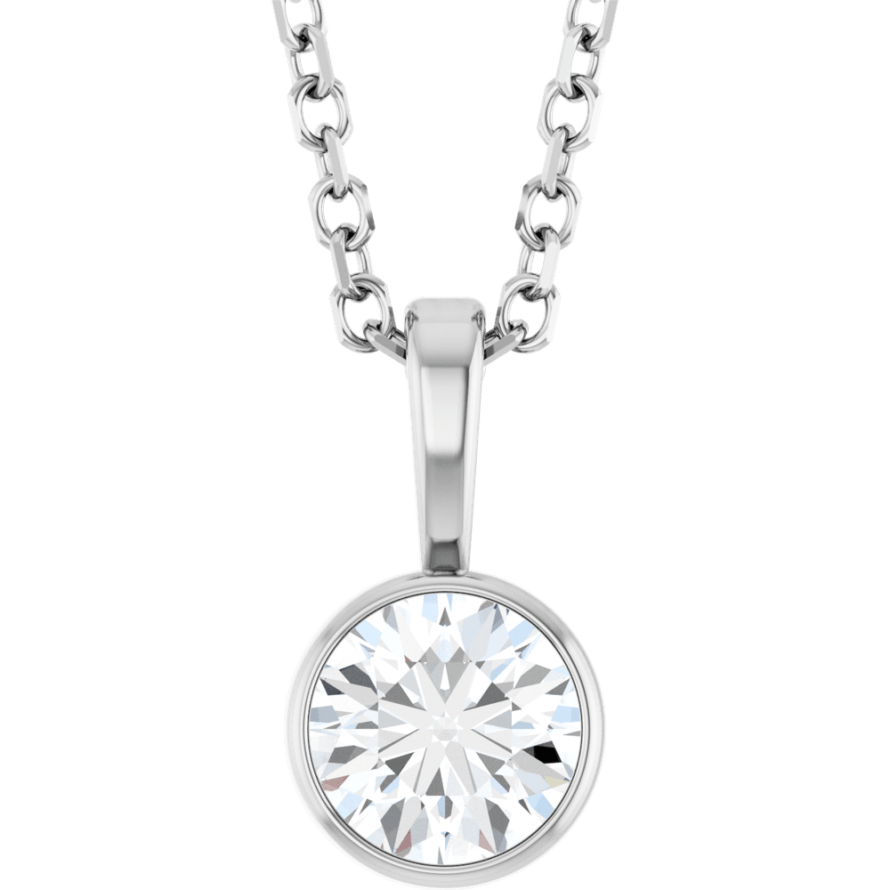 natural diamond bezel necklace 14k gold solitaire pendant 0.25 ct round diamond fine jewelry