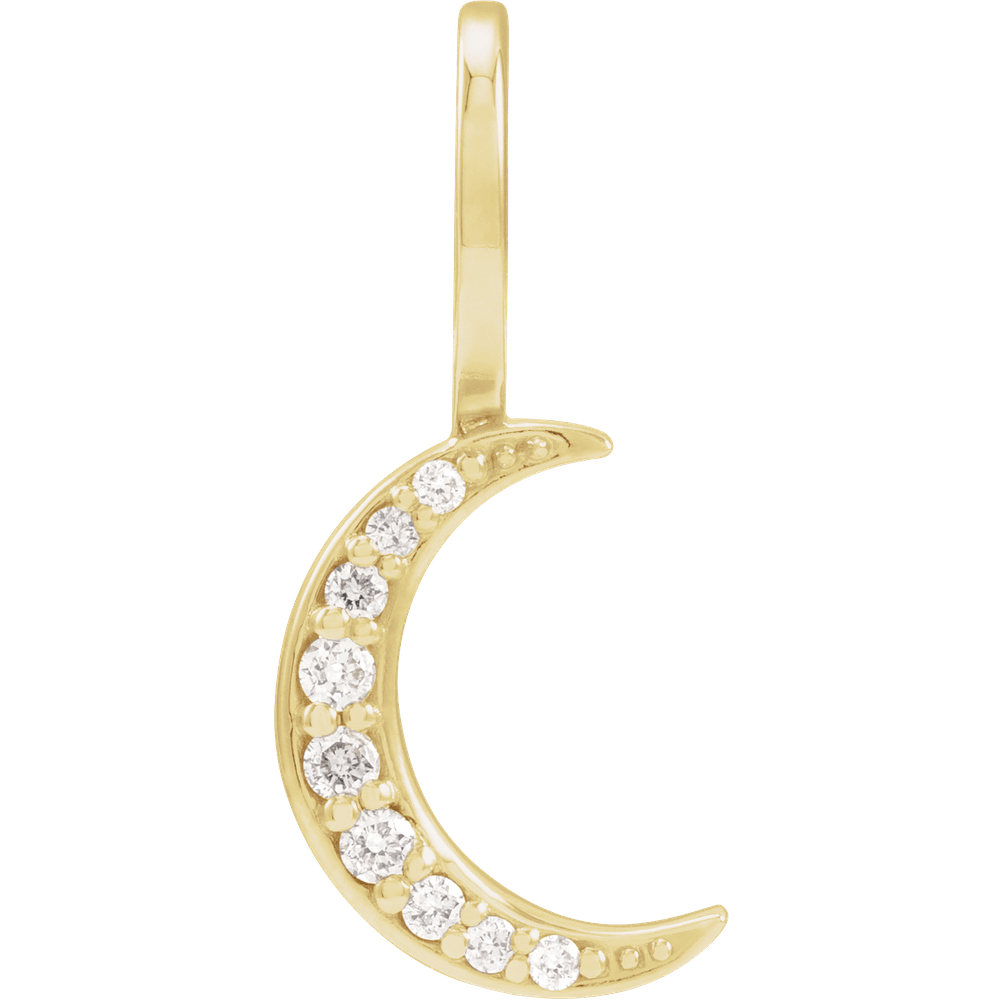 14k yellow gold crescent moon diamond pendant 0.07 ct natural diamond celestial necklace