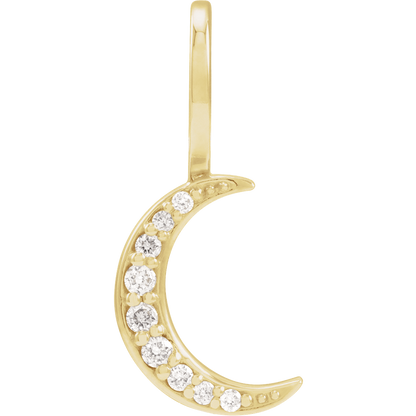14k yellow gold crescent moon diamond pendant 0.07 ct natural diamond celestial necklace