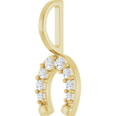 14K gold horseshoe pendant, natural diamond horseshoe charm, diamond horseshoe necklace pendant, 1/8 ctw diamond pendant, lucky horseshoe gold charm, fine jewelry horseshoe pendant, gold diamond charm for necklace, luxury diamond horseshoe pendant, solid gold lucky charm, GC fine jewelry pendant
