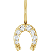 14K gold horseshoe pendant, natural diamond horseshoe charm, diamond horseshoe necklace pendant, 1/8 ctw diamond pendant, lucky horseshoe gold charm, fine jewelry horseshoe pendant, gold diamond charm for necklace, luxury diamond horseshoe pendant, solid gold lucky charm, GC fine jewelry pendant