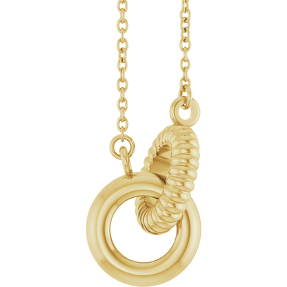 interlocking circle necklace, 14k gold necklace, gold circle pendant, minimal gold jewelry, luxury gold necklace, everyday gold necklace, dainty gold necklace, symbolic jewelry necklace, timeless gold jewelry, layering gold necklace, premium gold pendant