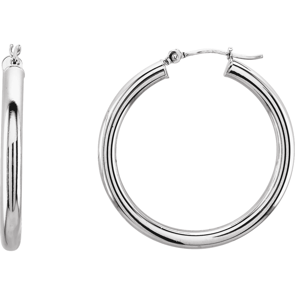Aurelia White Gold Hoop Earrings in solid 14K white gold with polished rhodium-plated finish
