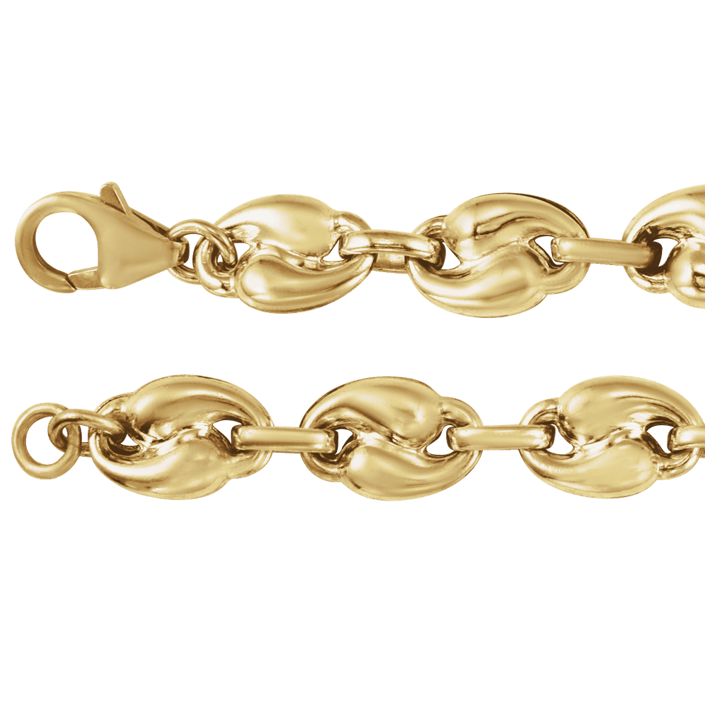 Polished 7.5 mm gold-filled link bracelet with sculpted oval links