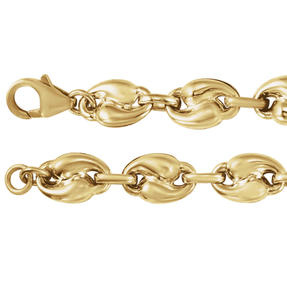 Polished 7.5 mm gold-filled link bracelet with sculpted oval links