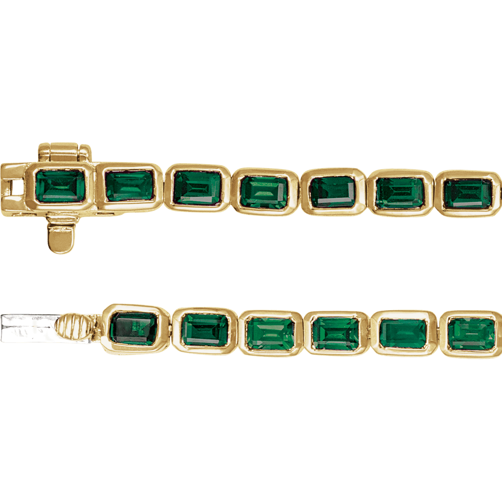 14K Yellow Gold Natural Turquoise Line Bracelet