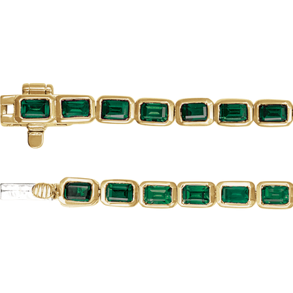 14K Yellow Gold Natural Turquoise Line Bracelet